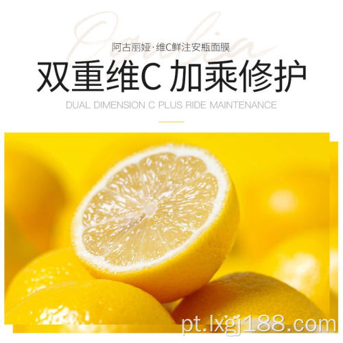 Folha de máscara facial laranja hidratante colágeno vitamina c